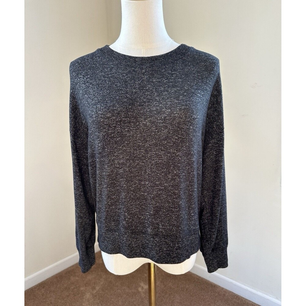 Peloton  Crew Neck Sweater Women's XS Marbled Black Long Sleeve Loose Top